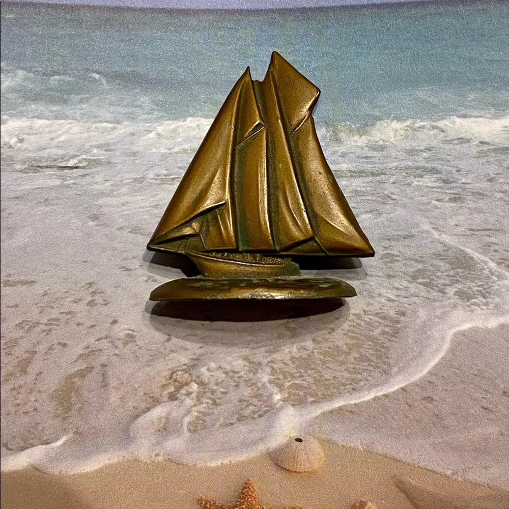 SOLD Cast Metal Sailboat Figurine